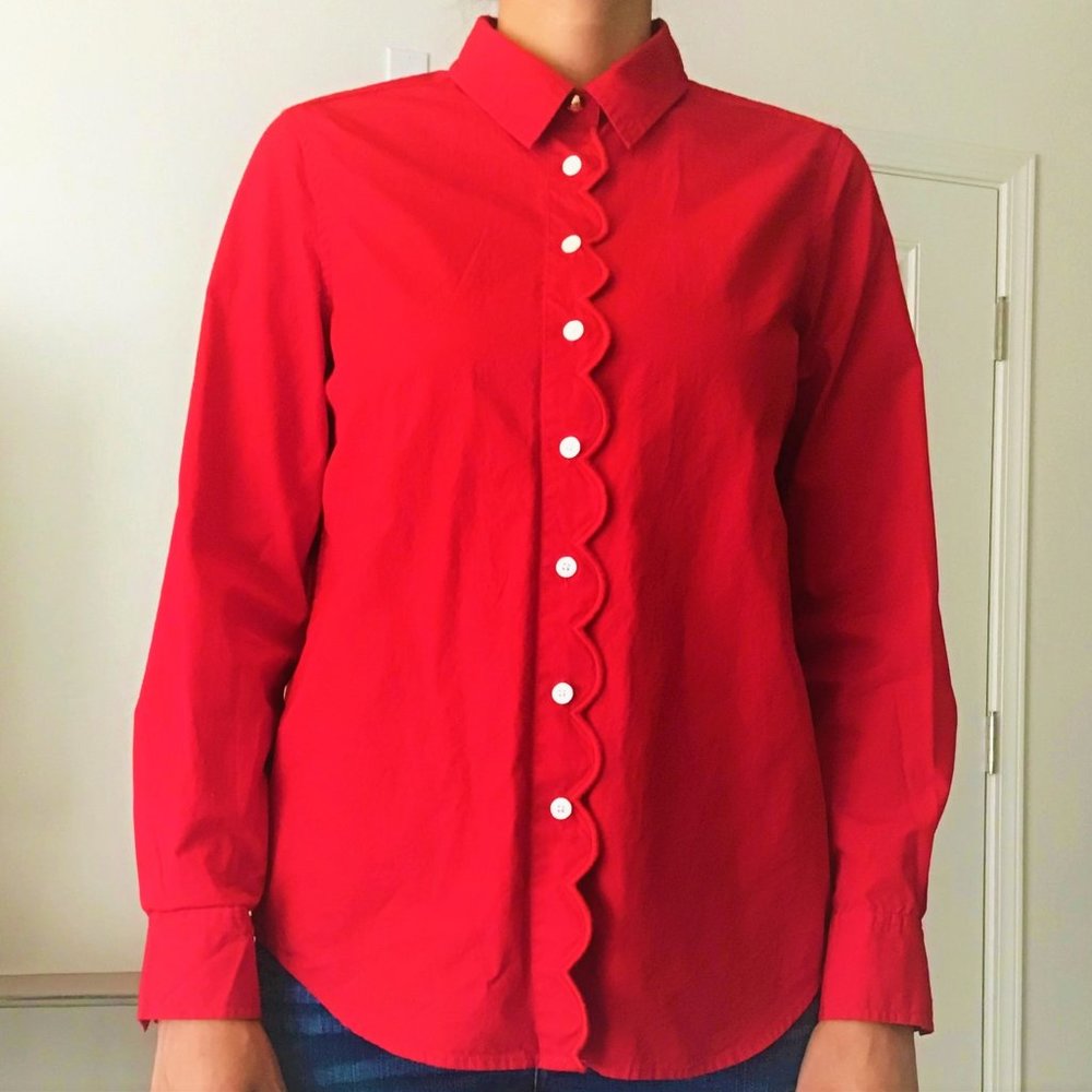 Draper James Red Long Sleeve Blouse